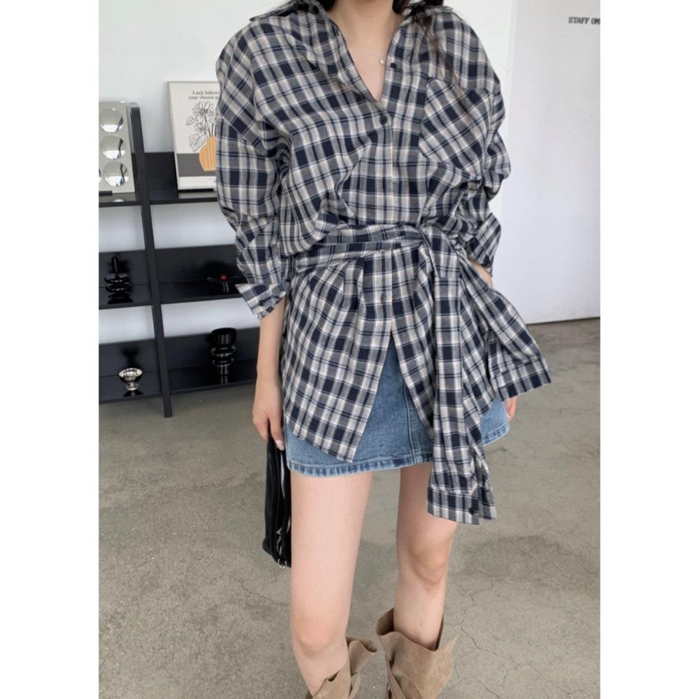 

Women s Retro Lattice Long-Sleeve Shirt Set with Straps - New Autumn 2025 Casual Slimming Cardigan XL чёрный