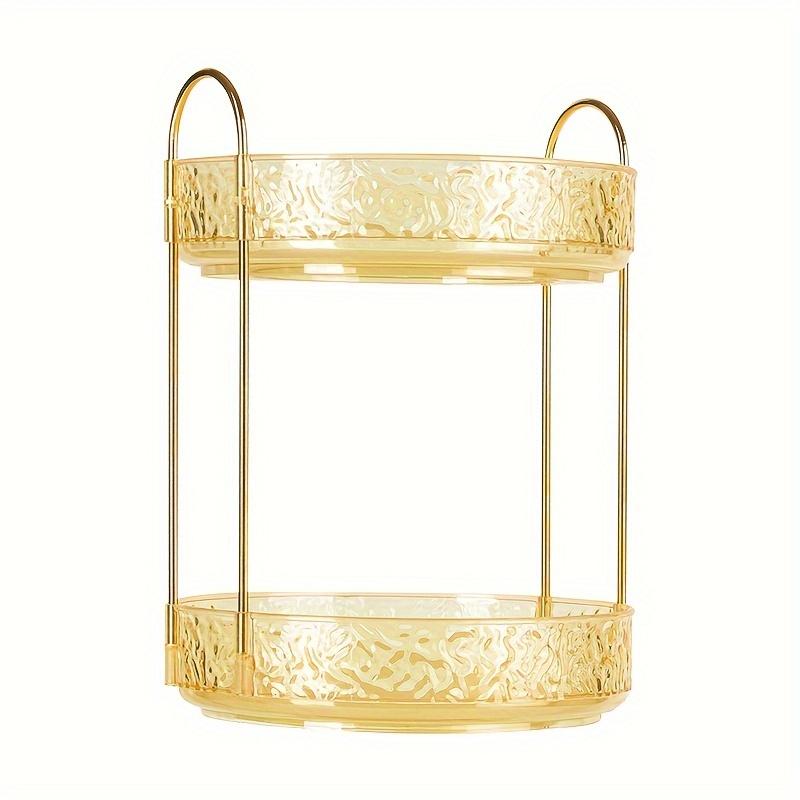 

360° Rotating Makeup Organizer, Large Capacity Cosmetic Storage Box with Golden Bracket & Clear Tray.Save Space on Your Dresser! 1 оранжевый