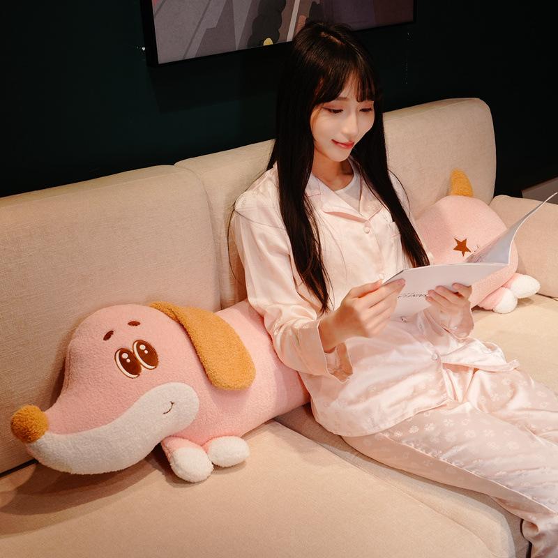 Cartoon Soft Dachshund Dog Long Throw Pillow Plush Toy Doll Lying Down Dog Doll Girl Soothing Rag Doll