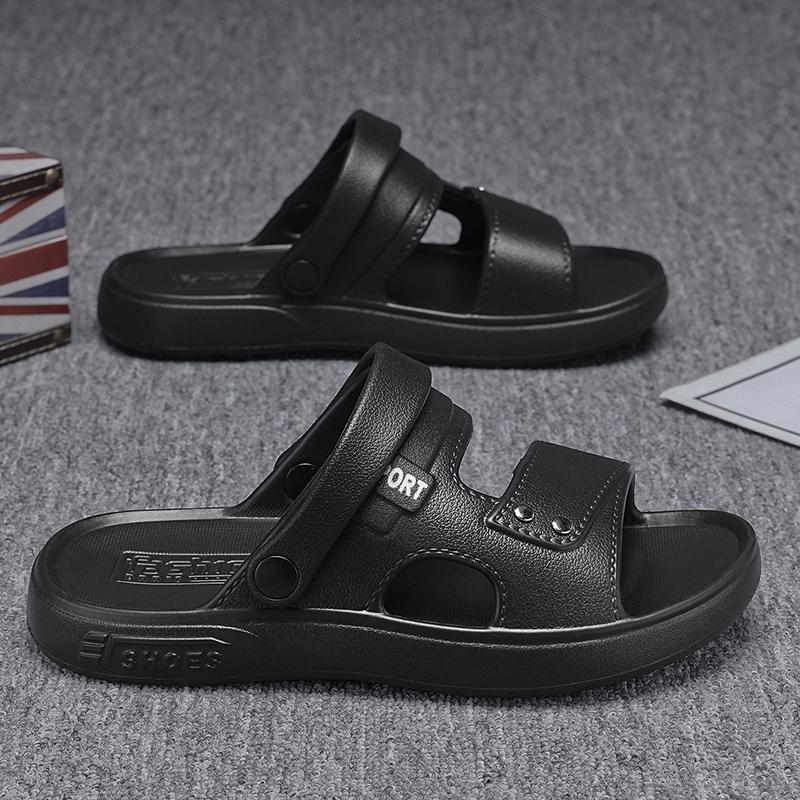 Mode Weiche Dicksohlige Lässige Hausschuhe Anti-Geruch Leder Pantoletten Sandalen Herren Strandbekleidung Rutschfest Knöchelschnallen Hausschuhe Zuhause