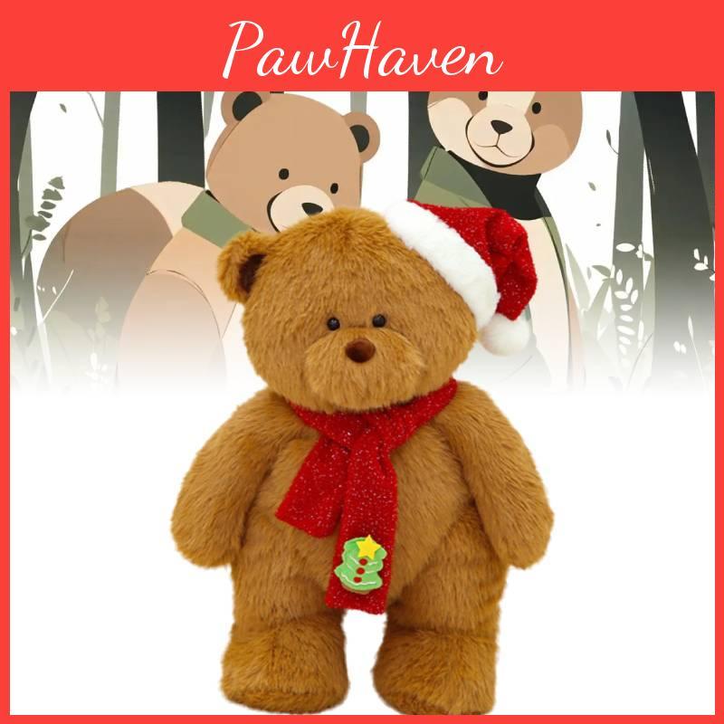 Teddy Plush Bear Toys Santa Hat Scarf Cartoon Animals Fill Doll Christmas Gifts