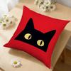 1pc Cartoon Black Cat Face Cushion Cover Red Yellow Eyes Pillowcase For Sofa Bedroom Home Decor Soft Comfortable Throw Pillow Ca
