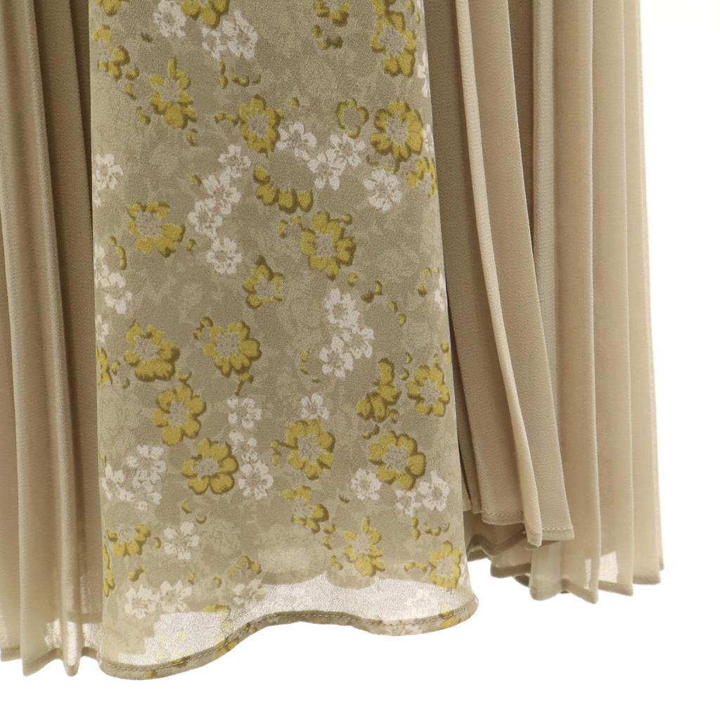 CLANE Floral pattern switching Short sleeve Pleated Long dress 1 beige Women Used