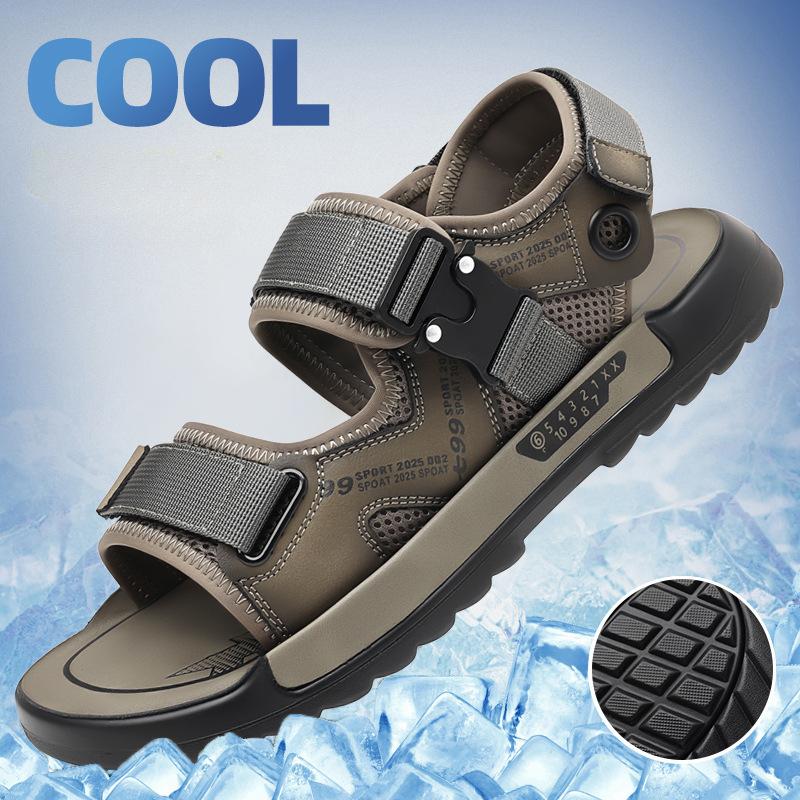Summer Driving Non-slip Outdoor Slipper Shoes for Men Sports Casual Beach Shoes Sandals Male Retro Leather Sandals Man