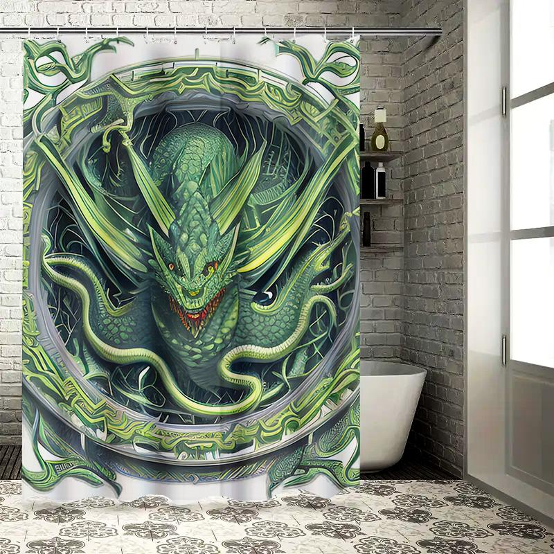 Epic Dragon Art Shower Curtain - Waterproof, Mildew-Resistant, Machine Washable For Fantasy-Themed Bathroom Decor