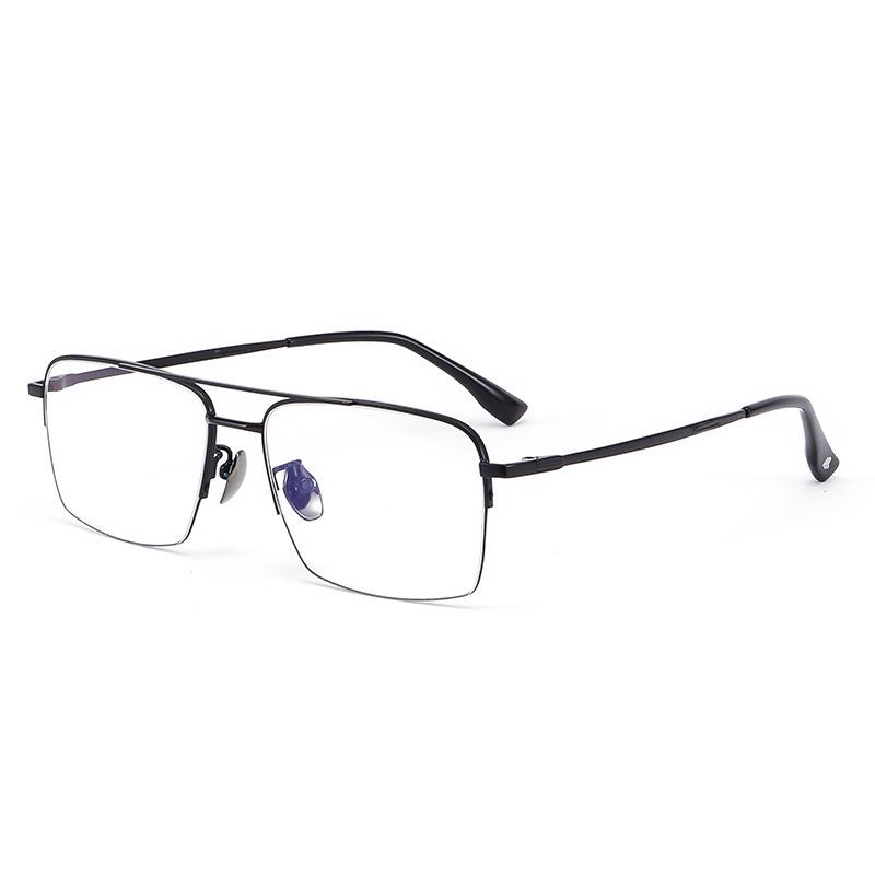 Wang Hedi Style Double Bridge Glasses: Trendy Gold Wire Frame for Men and Women, Super Light and Prescription-Ready.