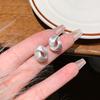 925 Silver Matte Brushed Cross Stud Earrings for Women Minimalist Fine Jewelry Retro Interlocking Design