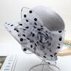 Elegant Polka Dot Sun Hat Solid Color Organza Basin Hat Breathable Sun Protection Bowler Hat
