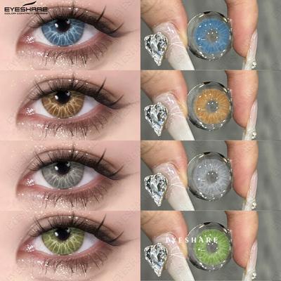 Modische farbige Kontaktlinsen, 1 Paar, hellblau, natürliche weiche Linsen, braune Farbkontaktlinsen, graue Linsen, jährliches Farb-Make-up, braune Linsen