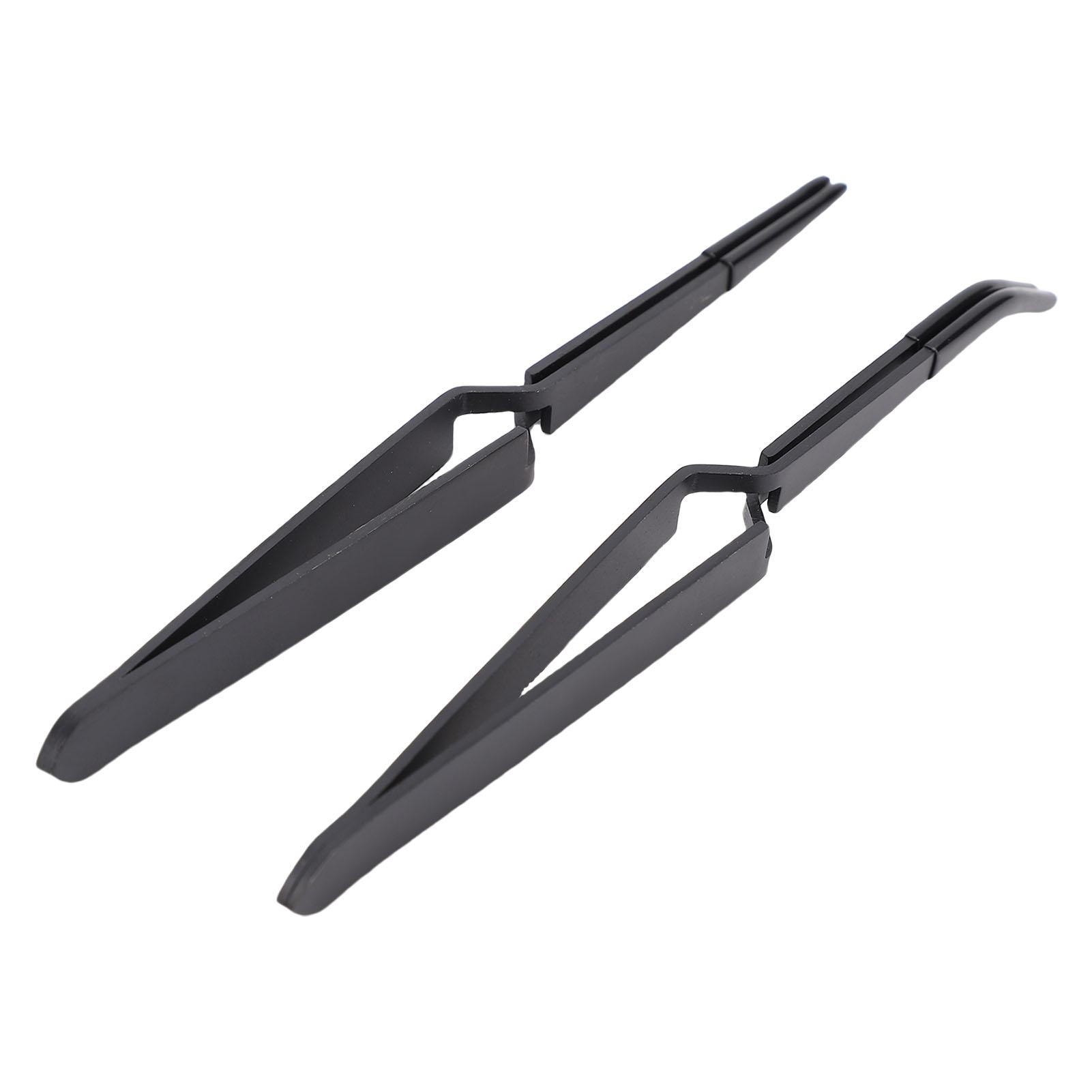 

2 шт. Пинцеты обратного действия Черная нержавеющая сталь Силиконовые пинцеты для рукоделия для профессионального маникюра