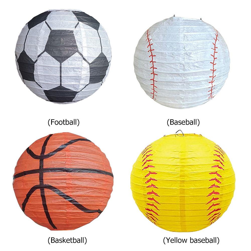 20cm Paper Lanterns Ball Hand Made Sports Theme Lantern Baseball/basketball/soccer Shape for Wedding Holiday Party Hanging Decor