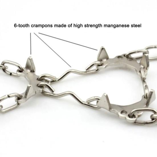 2 шт. Льодоступи для взуття, шипи для льоду, зчеплення, снігоступи, протиковзкі, 6 металевих шипів, легкі у використанні льодоступи для черевиків, взуття, пішого туризму, альпінізму, скелелазіння
