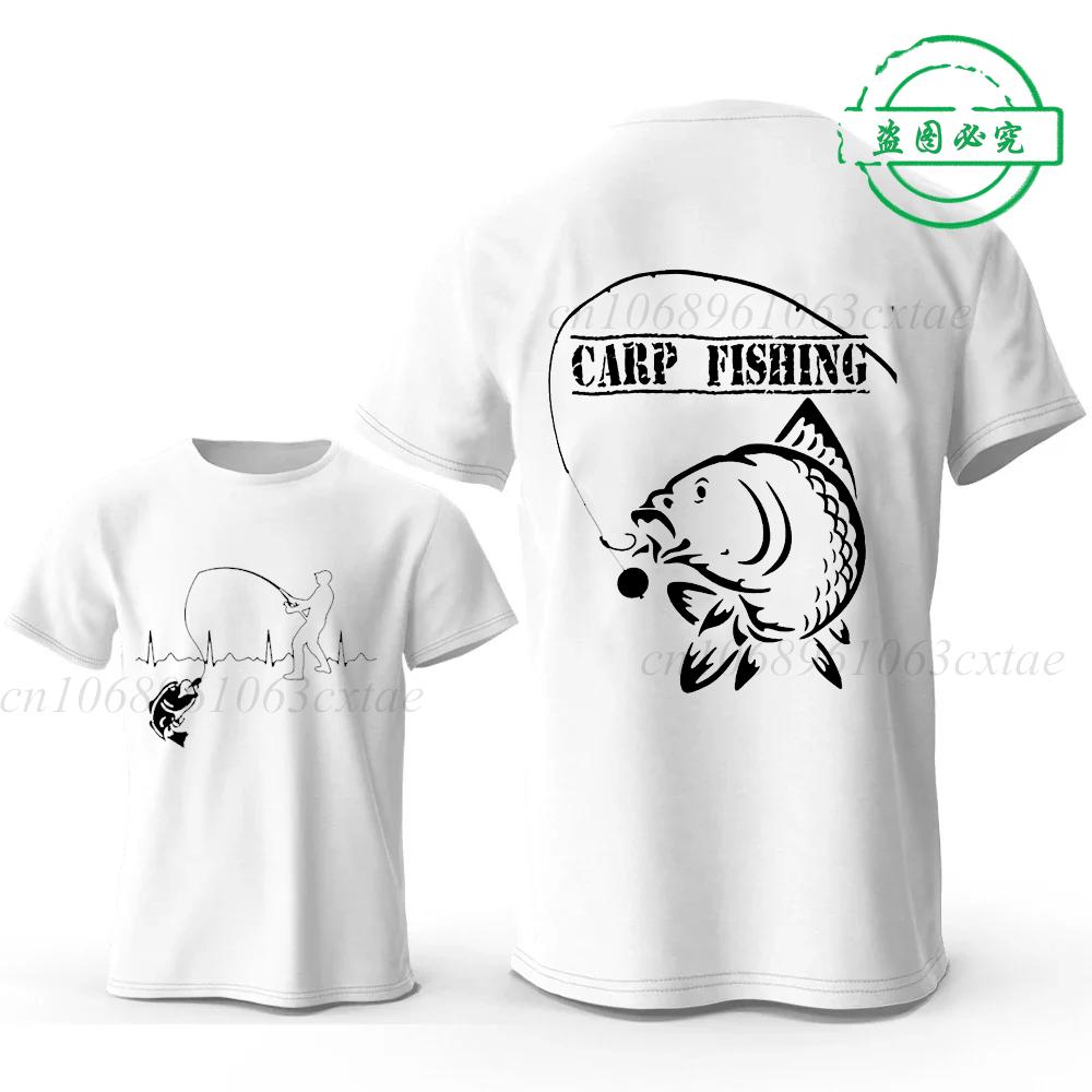 Eat Sleep Fishing Heartbeat Men T-Shirts Tops Men Fisherman Fish T-shirt Short Sleeve Tees Fashion Brand New Oversized Shirt