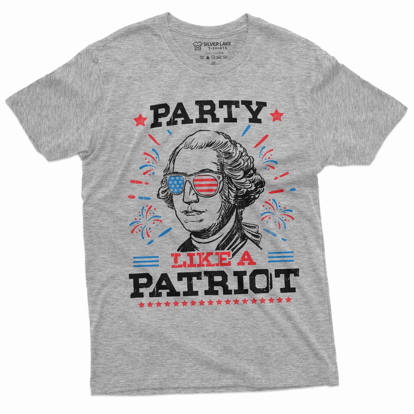Men s Party like a patriot George Washington T-shirt USA American patriotic Tee L