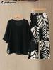 Conjunto de Moda Elegante Suelto de Gasa para Mujer Simple y Grande