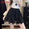 Irregular Lace Trim Puff Skirt With Splicing Detail For Summer Casual Wear