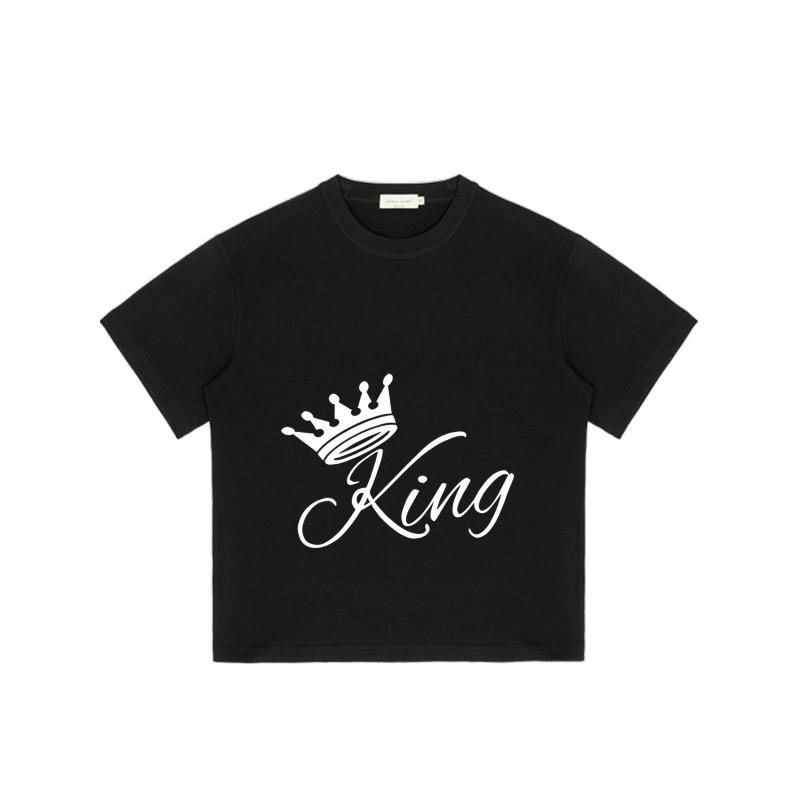 Black T Shirt with Crown and King Print for Casual Wear