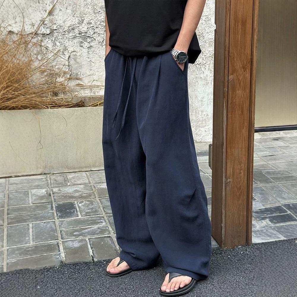 Linen old money wind pants men's and women's summer thin loose drape loose wide leg pants high sense scimitar casual pants