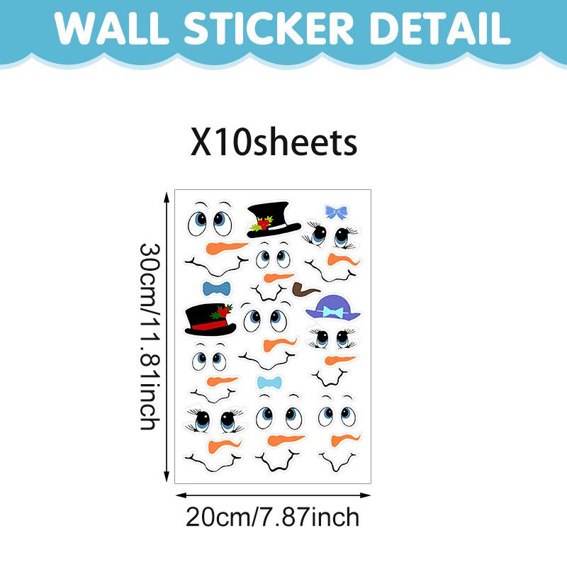 Cute cartoon window decoration window sticker self-adhesive Christmas snowman emoji wall sticker