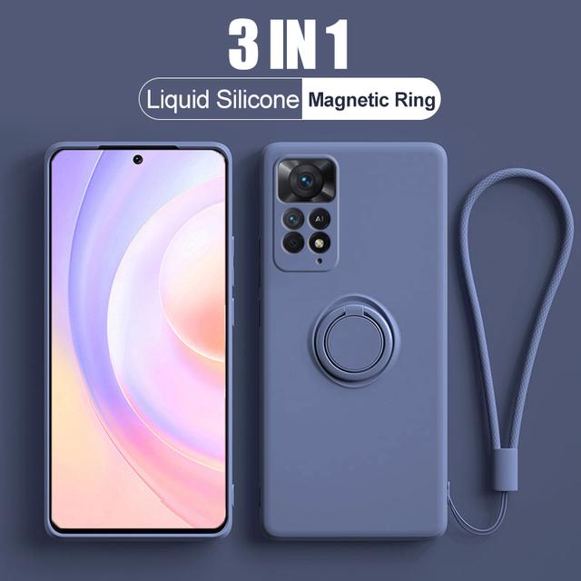 

Магнитный держатель для кольца, чехол для телефона Xiaomi Redmi Note 11 11s Pro Note11 Pro Plus 5G, мягкий чехол, квадратный жидкий силиконовый чехол Redmi Note 11 Pro 5G серый