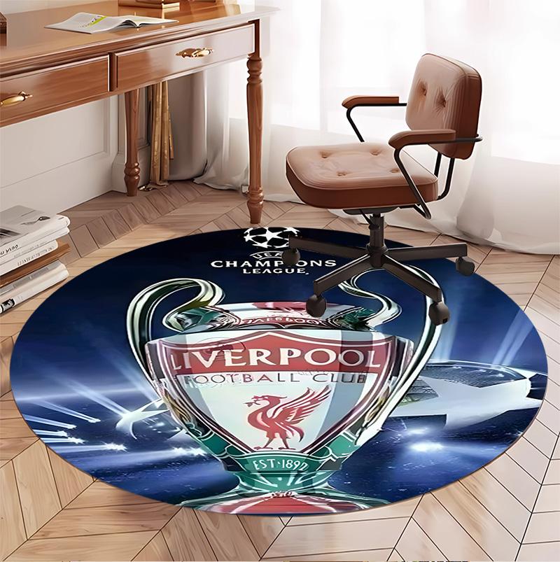 Liverpool F.C Pattern Round Rug, Indoor/Outdoor Mat, for Picnic, Gameroom, Bedroom, Office, Living Room, Home Decor Carpet, Birthday Gift