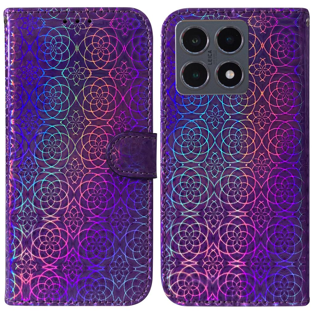 For Xiaomi 15T Stand Case Dazzling Flower Leather Phone Cover with Wrist Strap