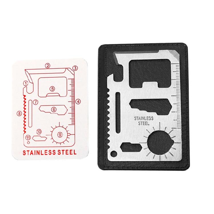 11 in 1 Outdoor Pocket Tool Stainless Steel Lifesaving Card EDC Survival Tool