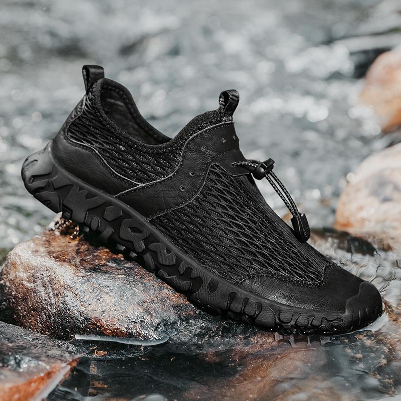 

2022 новейшая летняя мужская обувь повседневная обувь для отдыха на природе мужские сандалии из натуральной кожи нескользящие дышащие сетчатые кроссовки мужские пляжные сандалии 41