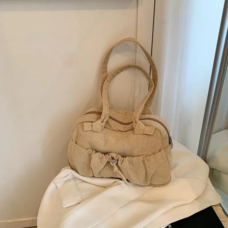 Velvet shoulder bag for women large capacity monochromatic all-purpose bag elegant bags