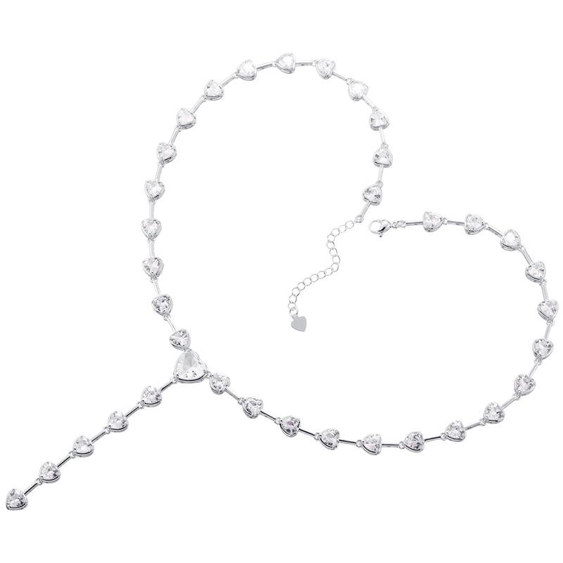 Elegant Temperament Inlaid With Diamonds, Pink Diamonds, Bamboo Joints, Love Bracelet, Necklace, Sweet Peach Heart Jewelry Set Vl315-316