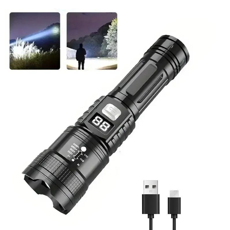 10000LM High Power Led Flashlight Rechargeable Long Range Zoom Tactical Torch Light Outdoor Emergency Camping Fishing Lantern