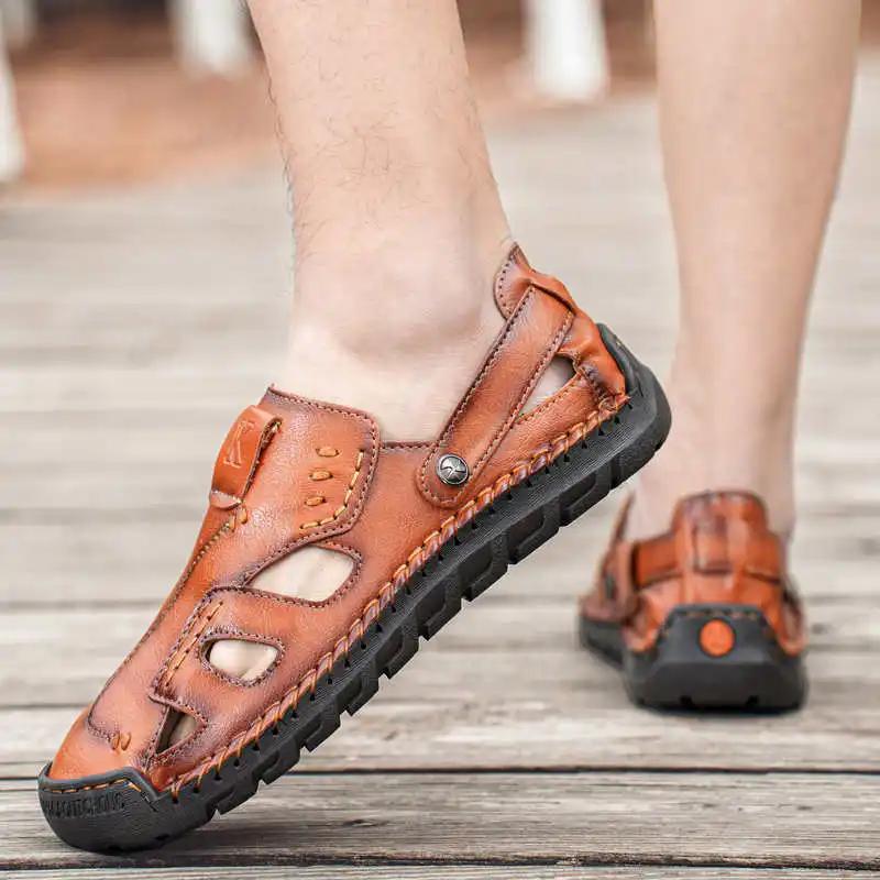 Fashion Round Tip Autumn-spring Men's Summer Sandals Shoes Non-slip Men's Slipper Red Shoes Men Sneakers Sports Hypebeast Funky