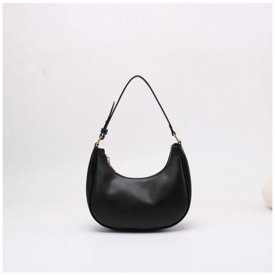 Trendy Girl Bag Crescent Armpit Bag High Texture Foreign Style Shoulder Portable Contrasting Color Crescent Saddle Bag