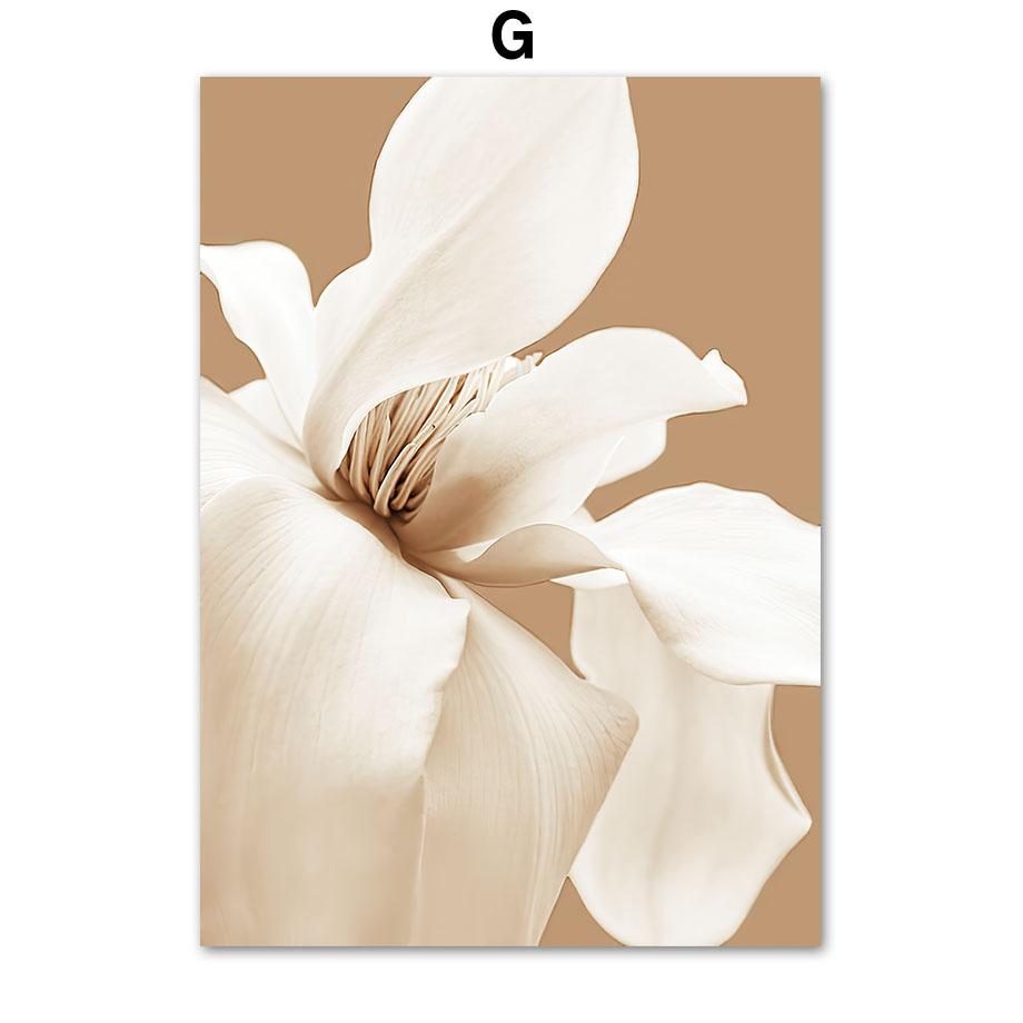 Beige Dahlia Peony Rose Daisy Flower Leaf Wall Art Canvas Painting Nordic Posters And Prints Wall Pictures For Living Room Decor