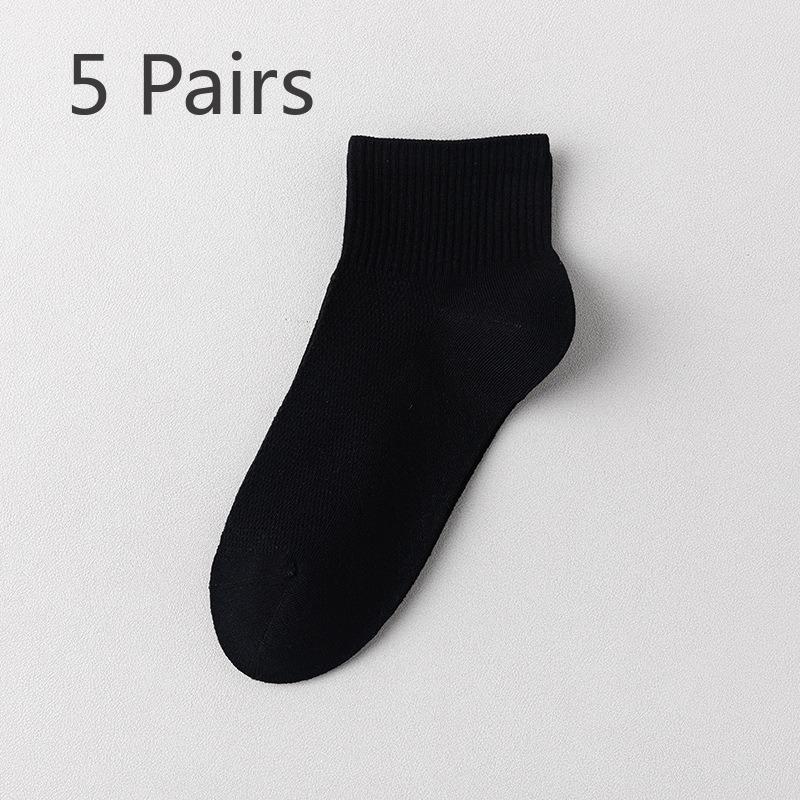 5 Pairs of Men's Summer Thin Cotton Antiodor 7a Antibacterial Student Sports Socks