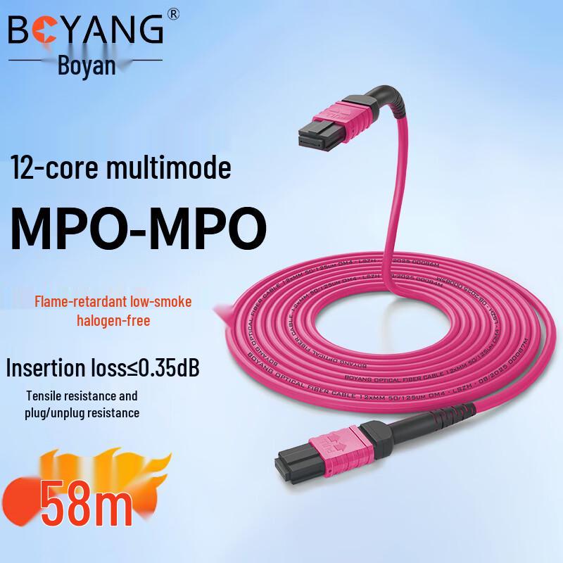 Boyang 12-Core MPO-MPO OM4 Fiber Patch Cable