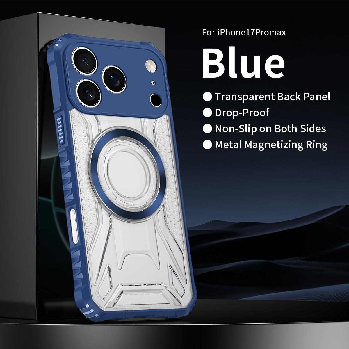 

Роскошный магнитный чехол-кольцо для телефона для iPhone 17 16 15 14 13 12 11 Pro Max Plus Защита камеры Силиконовый противоударный бампер For iphone 17 синий