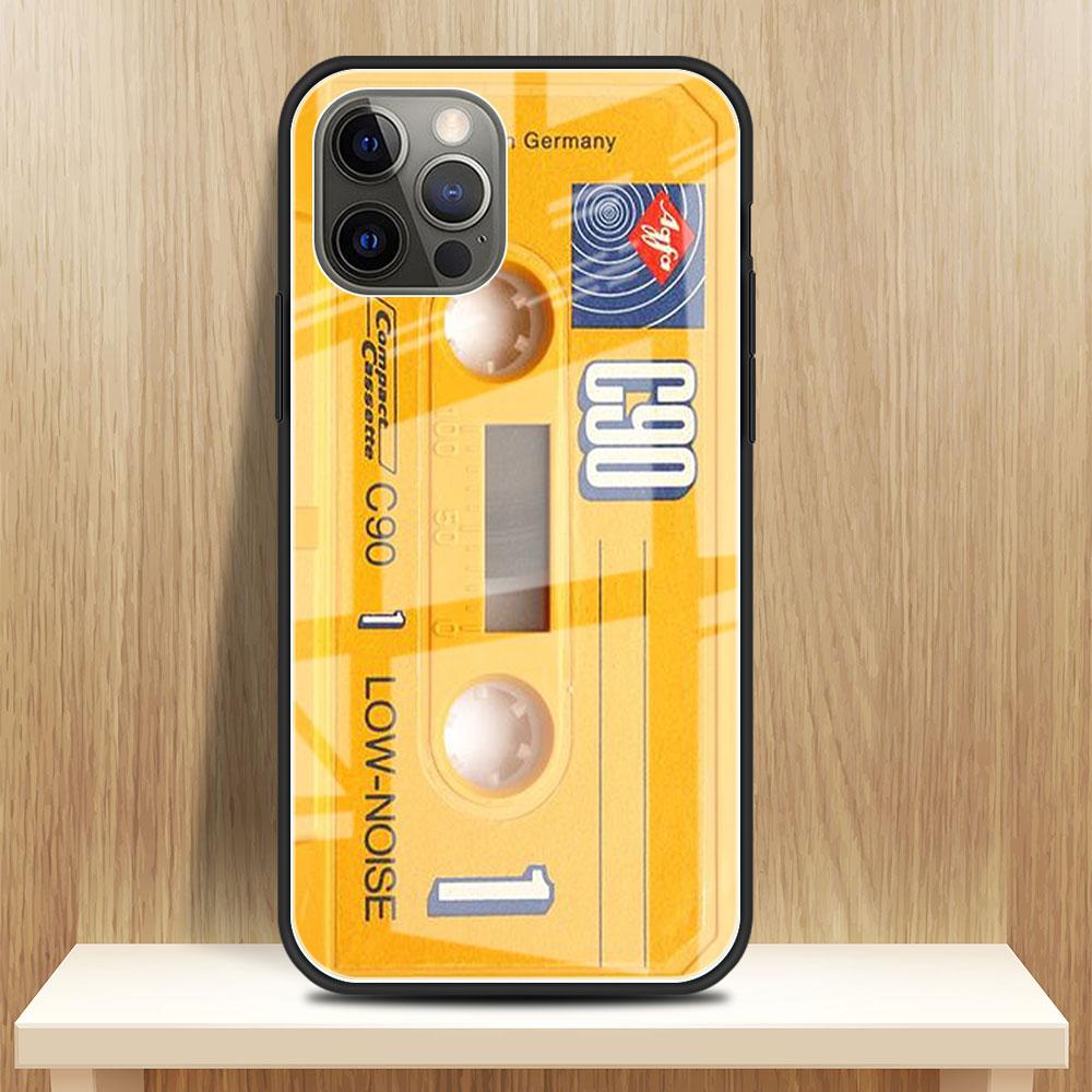 

Магнитный стеклянный чехол для кассеты с радио для Apple iPhone 14 13 Pro 11 12 7 8 Plus SE 2022 XR X XS Max 6 6S закаленный чехол для телефона iPhone 6 6S