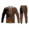 Kreslený kůň Animal 3D tepláková souprava s kapucí Muži Funny Streetwear Bunda s kapucí a zipem Soupravy s dlouhým rukávem