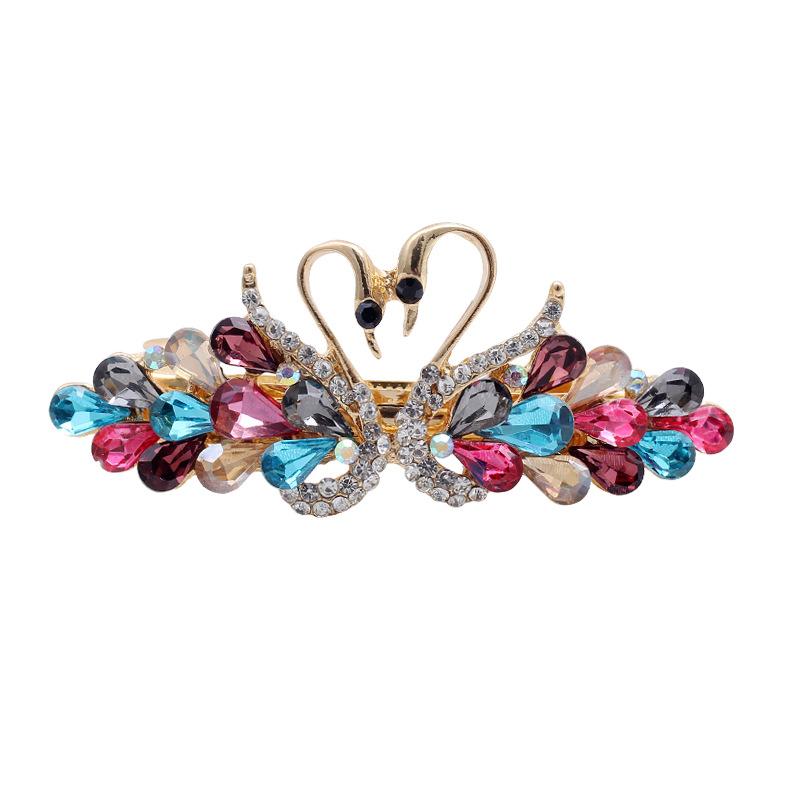 Half-Tie Hairpin, Ponytail Clip, Hair Accessories, Top Clip, Spring Clip, Rhinestone Crystal Glass, Swan Hairpin Temperament, Adult Headgear.