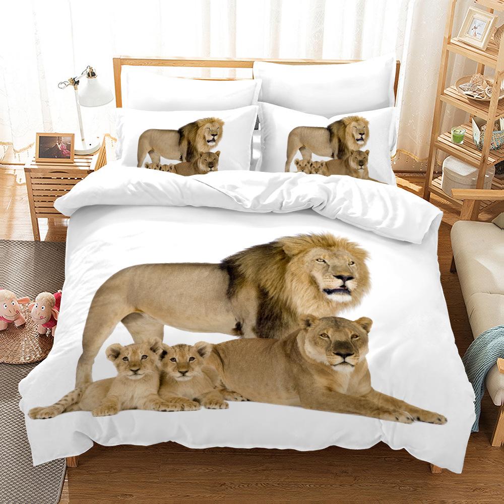 

Свирепый Лев Цифровая Печать Комплект из Трех Предметов 3D Трехмерный Домашний Текстиль Пододеяльник Наволочка EU S(135*200/50*75*1)