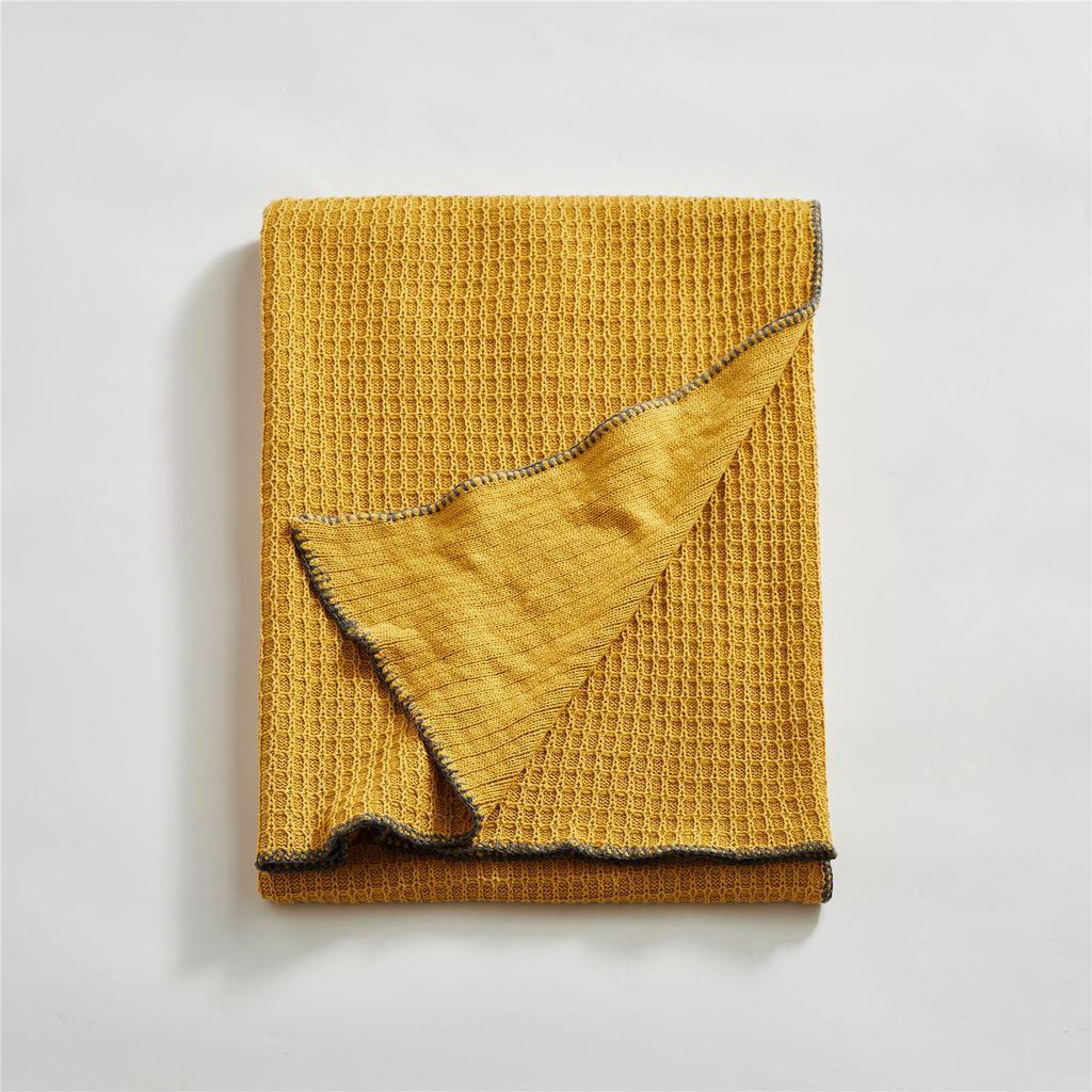Ruijing Nordic Waffle Knit Throw Blanket for Sofa or Office