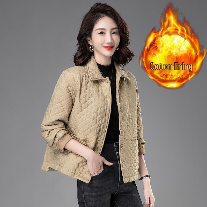 

Стеганая куртка с отложным воротником L хаки