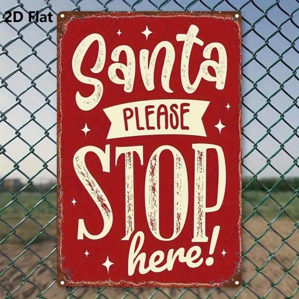 

Vintage Santa Red Tin Metal Sign Rustic Wall Art 8x12 Inch Retro Christmas Home Decor різнокольоровий