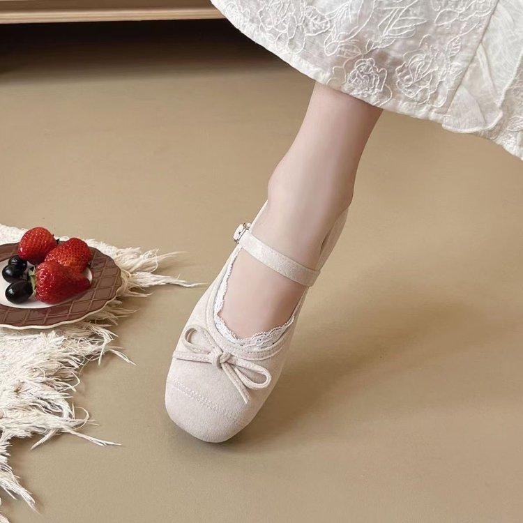 French Sweet Bow Mary Jane Shoes Girls Autumn Ballet Shoes Comfortable Pedal Skirt Single Shoes