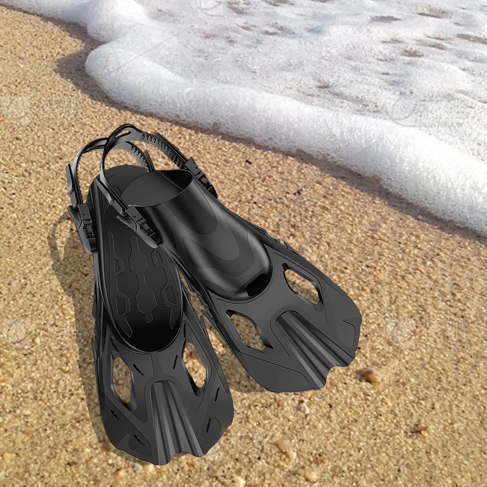 Snorkel Fins Swimming Flippers Adjustable Buckles Travel Size Swim Fins Open Heel Non Slip for Snorkeling Diving Swimming
