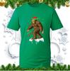 Merry Christmas Bigfoot Sasquatch TShirt Elf Santa Hat Funny Spoof Festive Tops