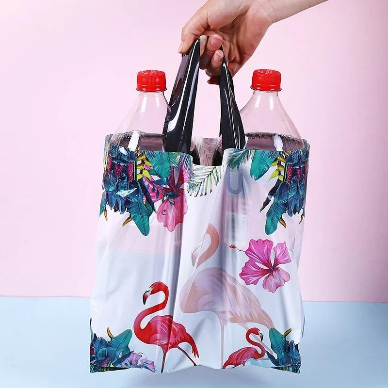 50pcs Cartoon Plastic Handbag Market Shopping Store Vertical Plate Clothing Packaging Bags Festival Gift Thickening Storage bags