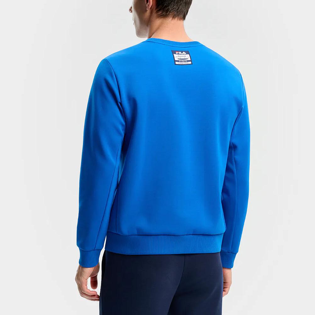 Fila Tênis Esportivo Casual Clássico Macio Antibacteriano Tricotado Pulôver Moletom Masculino Moletom Dourado Azul A11M543222FRB