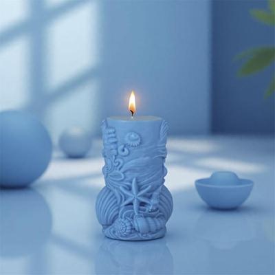 Embossed Cylinder Silicone Molds Sea Creature Theme Silicone Candle Molds for Epoxy Resin Candle Soap Gypsum Decoration
